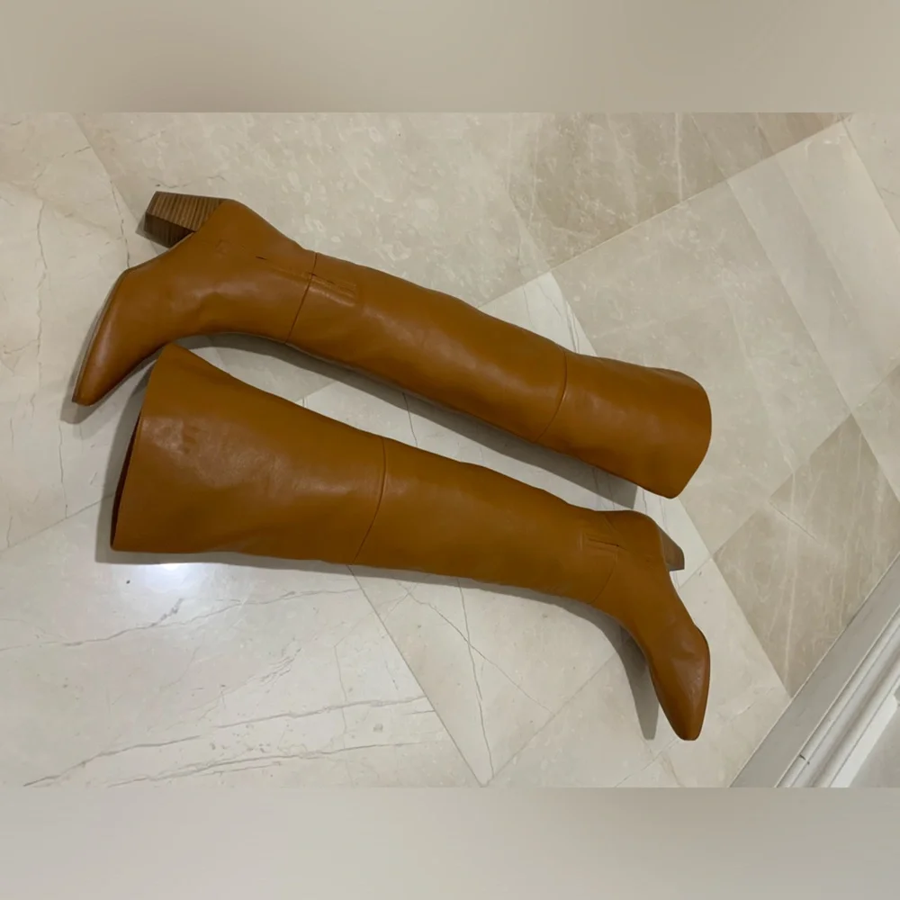 Lafayette 148 New York Lucille Tall Napa Leather Boots Size 38